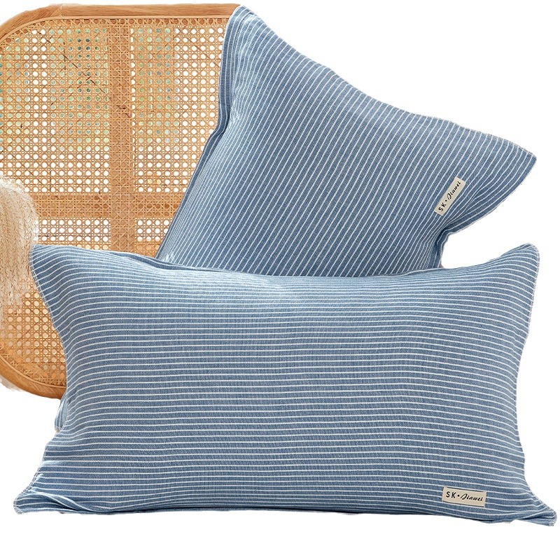 Oil-Proof Single Boy Pillow Cover with Straps, Pure Cotton Gauze Single Pair, Non-Slip, Non-Falling, Fixed, Anti-Falling