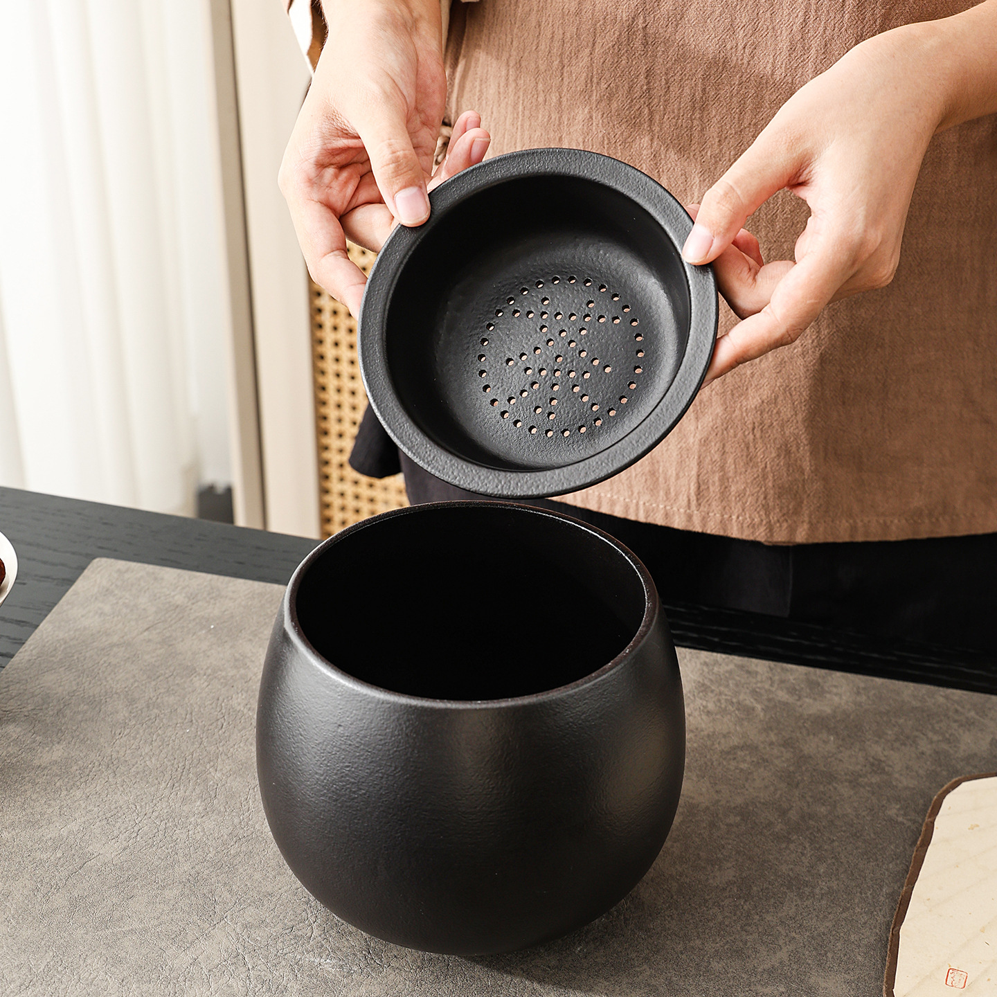 Dry and Wet Separation Large and Small Ceramic Tea Residue Jar Desktop Household Water Basin Waste Bucket Ashtray Tea Set Accessories Tea Wash