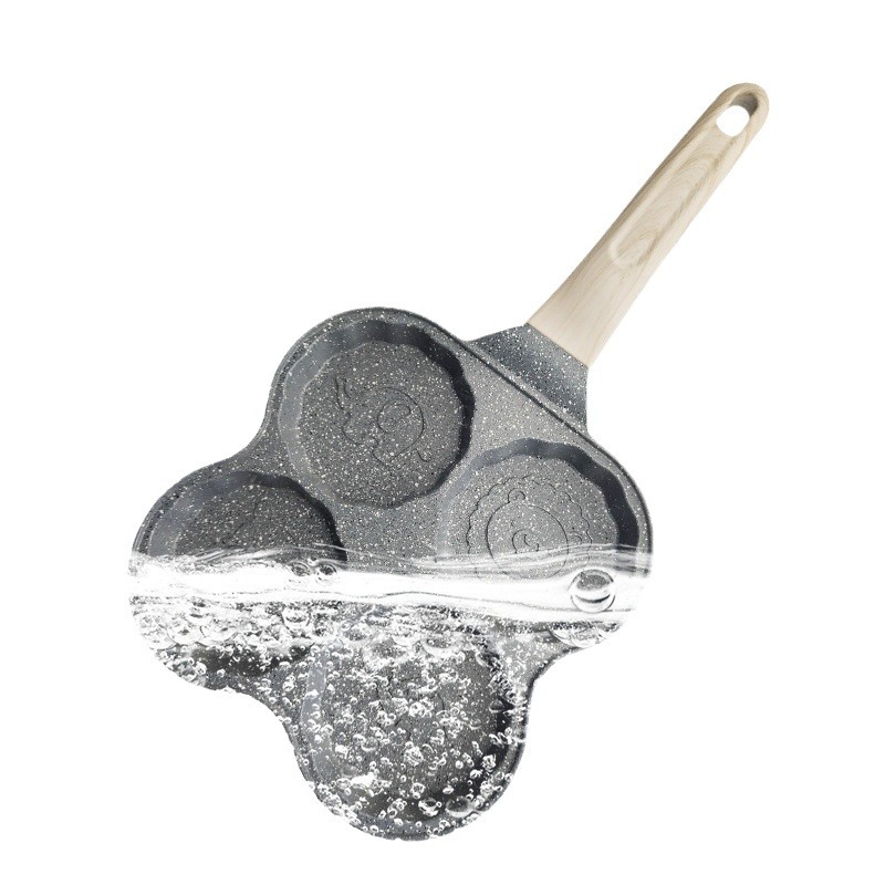 XY117 four-in-one egg frying pan egg hamburger pot deepening four-hole cartoon breakfast pot household pancake pan