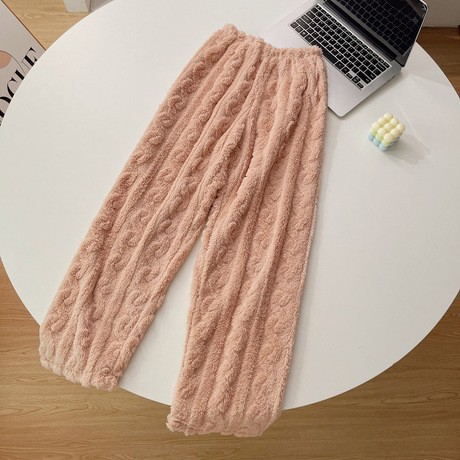 Women's Long Pajama Pants for Autumn and Winter, Coral Fleece, Thickened, Plus-Size, Fairy-Style Warm Flannel Home Pants