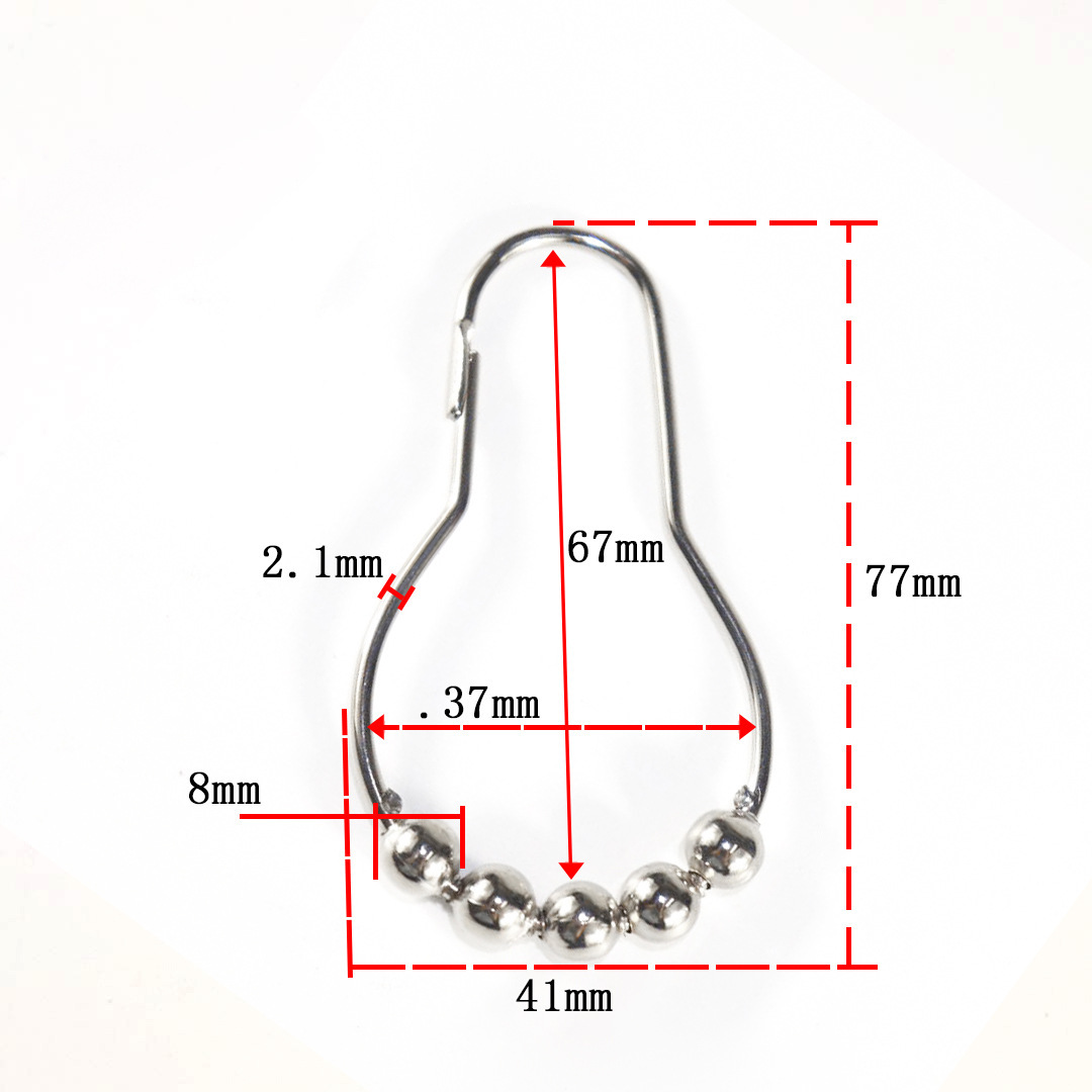 Factory bathroom accessories hook five beads gourd hook metal buckle shower curtain curtain hook in stock