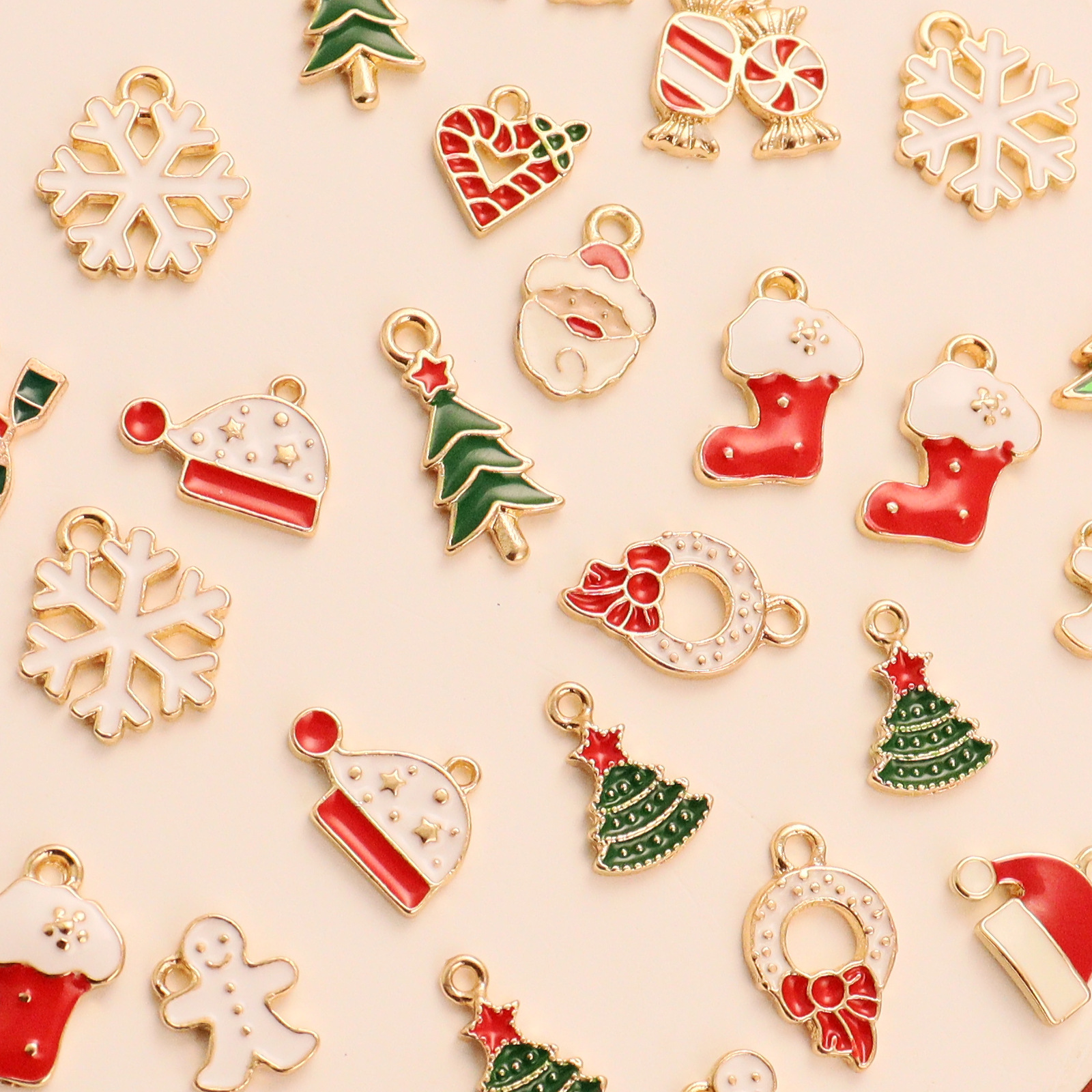 Christmas diy alloy accessories drop oil cartoon headdress earring key chain pendant accessories Santa Claus