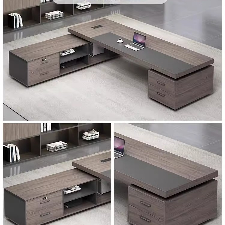 Simple Double-Cabinet Executive Desk, Office Desk and Chair Set, Modern Ceo Desk, Executive Desk, Supervisor Desk, Office Furniture, Desk