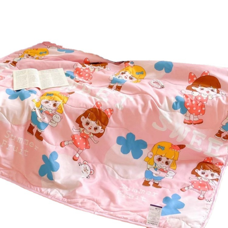New Children's Summer Quilt Washed Cotton Cartoon Air Conditioned Quilt Machine Washable Kindergarten Baby Nap Summer Cool Quilt Wholesale