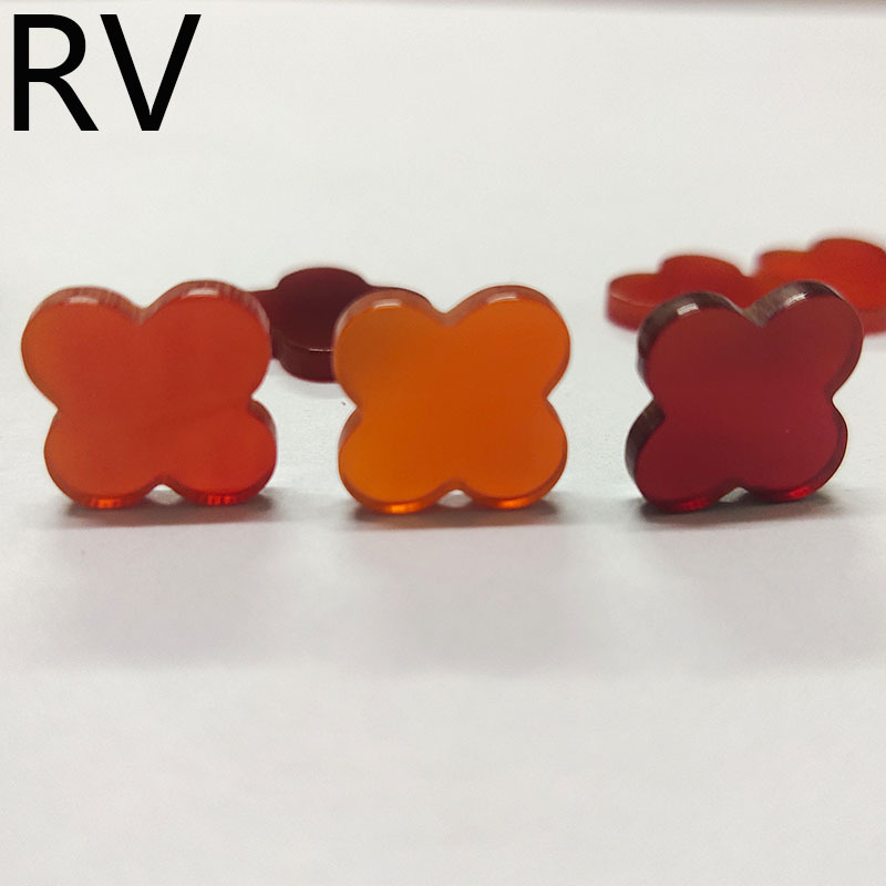 Натуральные лепестки четырехлистного клевера, красный агат, красный халцедон, красный драгоценный камень, головка, двусторонний плоский камень, ювелирные аксессуары, прямые продажи