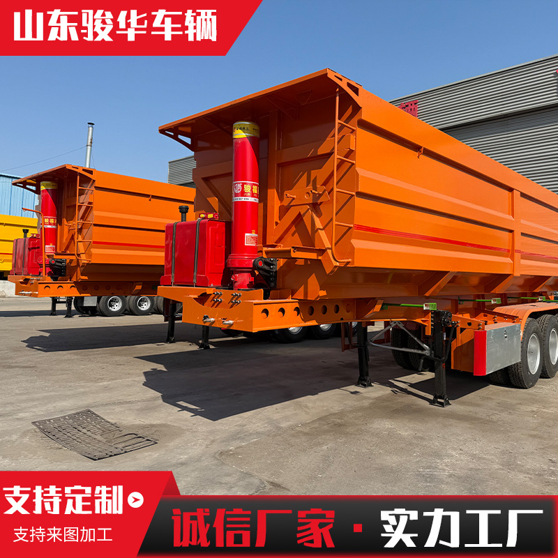 Полуприцеп с задним подъемом, пневматическая подвеска, дисковые тормоза, передний мост с подъемом, общий подъем, самосвальный грузовик с задним подъемом