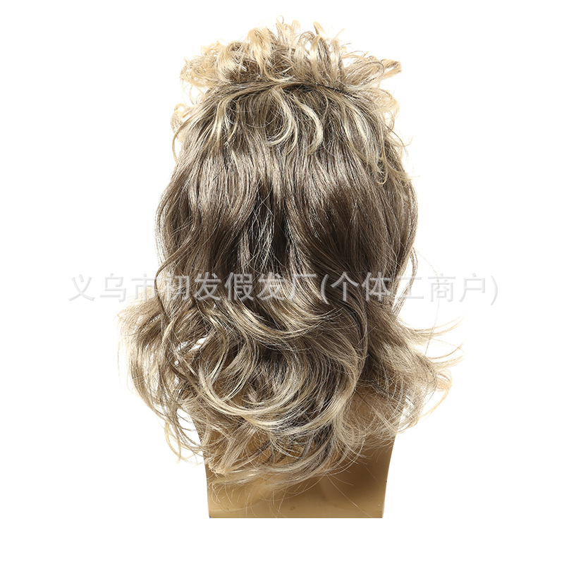 Cross-Border Halloween 80S Punk Heavy Metal Cos Dress up European and American Men Rock Curly Hair Black Fish Wig Disco