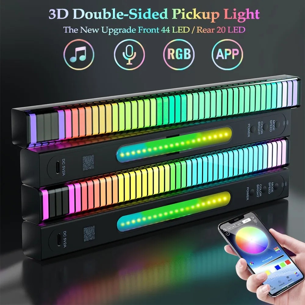 Upgrade Pro smart RGB voice control pickup rhythm light APP control colorful music atmosphere light car desktop LED