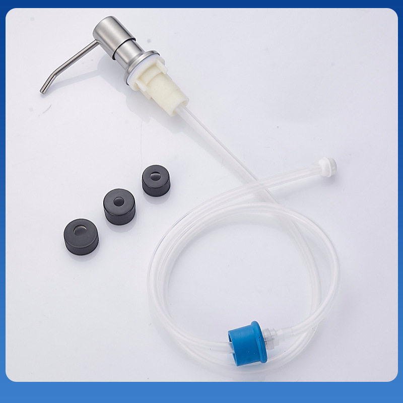 304 Stainless Steel Sink Dilution-Free Soap Dispenser Extender Extension Tube Pump Head Brushed Dishwashing Liquid Dispenser