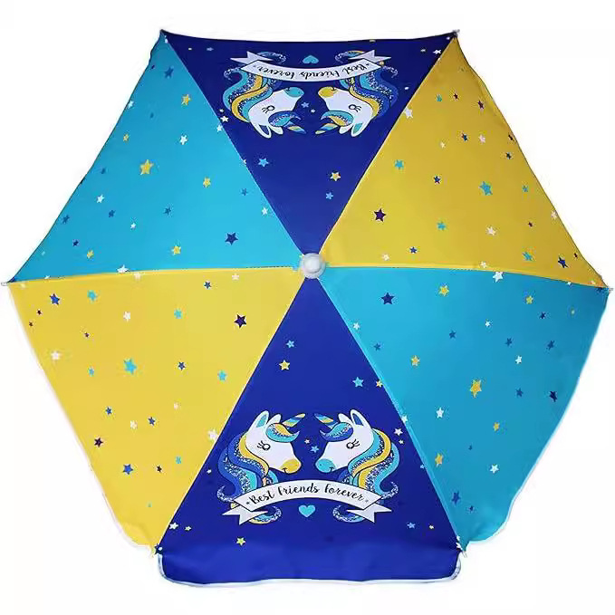 Cute Cartoon Printing Children Beach Chair Sunshade Umbrella Outdoor Garden Park Sunscreen Umbrella Anti-Uv