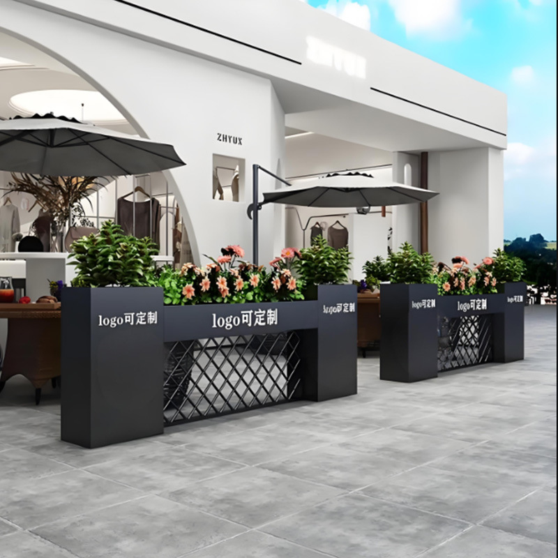 Outdoor Stainless Steel Flower Box Sales Department Square Flower Box Municipal Tree Planting Box Rectangular Flower Trough Iron Flower Box