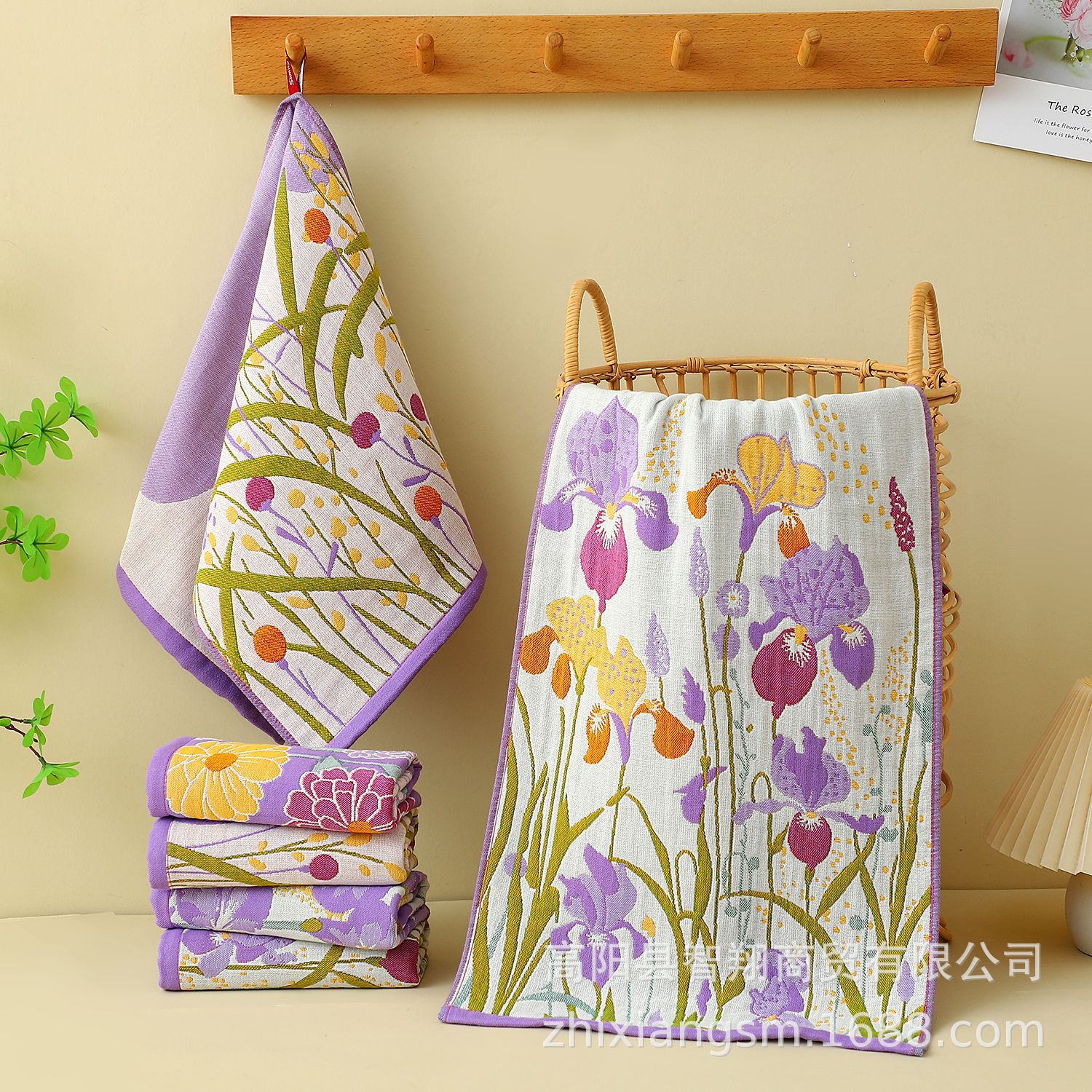 Pure Cotton Gauze Towel Four-Layer Adult Household Cotton Gauze Water-Absorbent Quick-Drying Flower and Bird Cute Bath Towel Female New Style