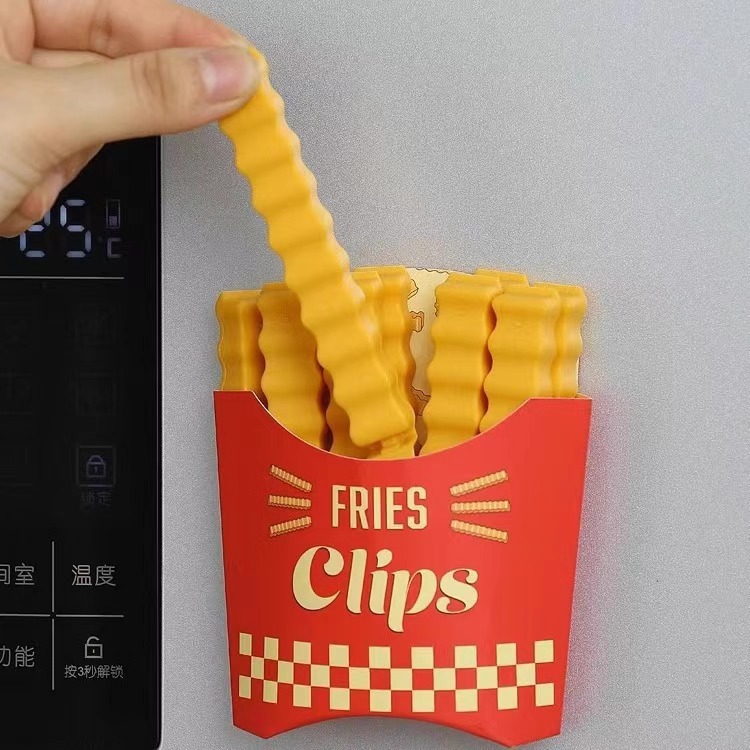 French Fries Sealing Clip with Magnetic Wall Hanging Punch-Free Snack Large Sealing Clip Kitchen Food Plastic Thickeneded Plastic Clip