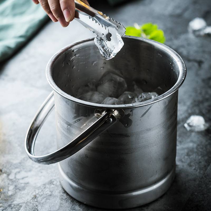 Stainless Steel Ice Barrel Bar KTV Portable Ice Bucket Commercial Ice Champagne Bucket Creative Beer Red Wine Bucket with Bucket
