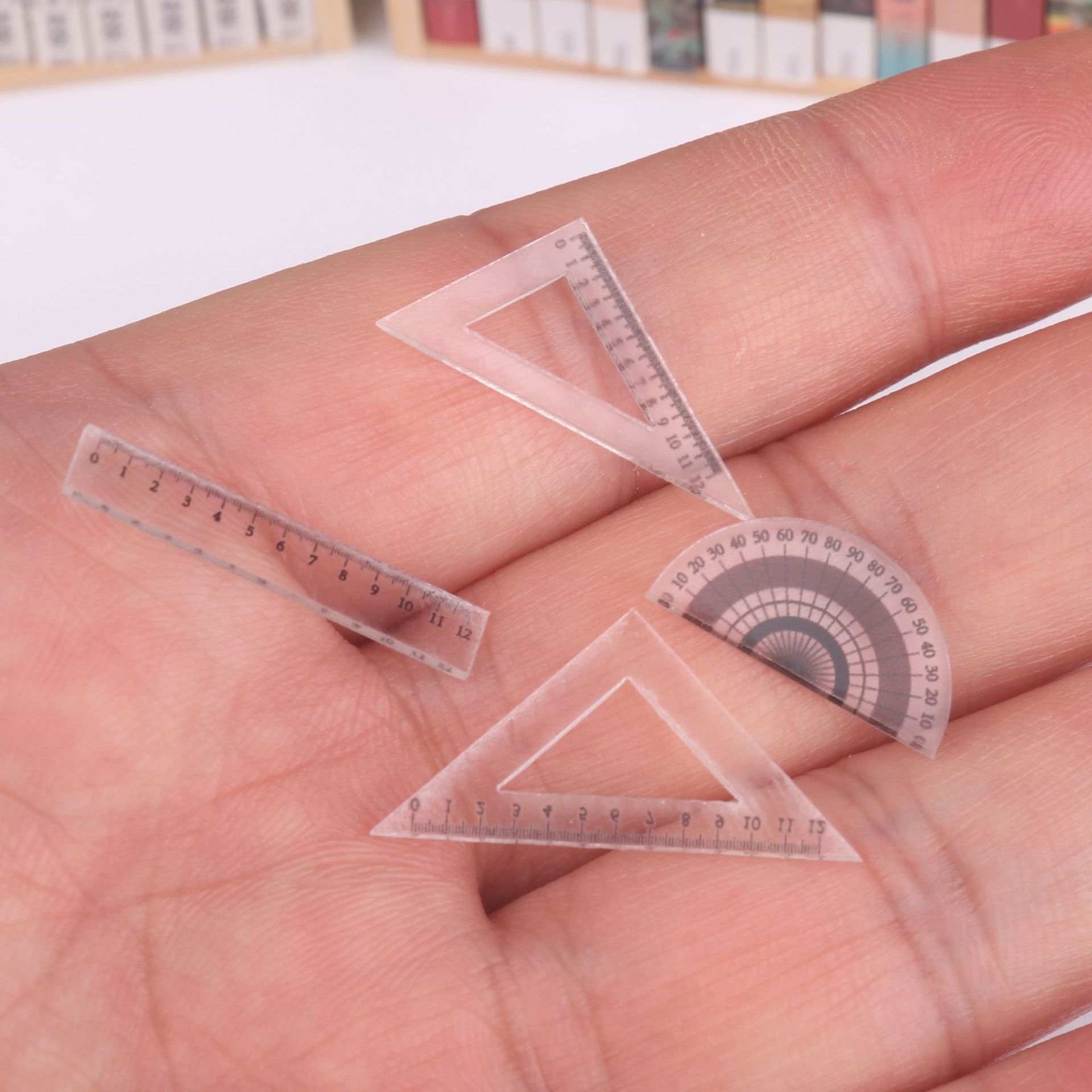 Dollhouse Artificial Mini Ruler Triangle Ruler Miniature Creative School Supplies Doll House Model Accessories