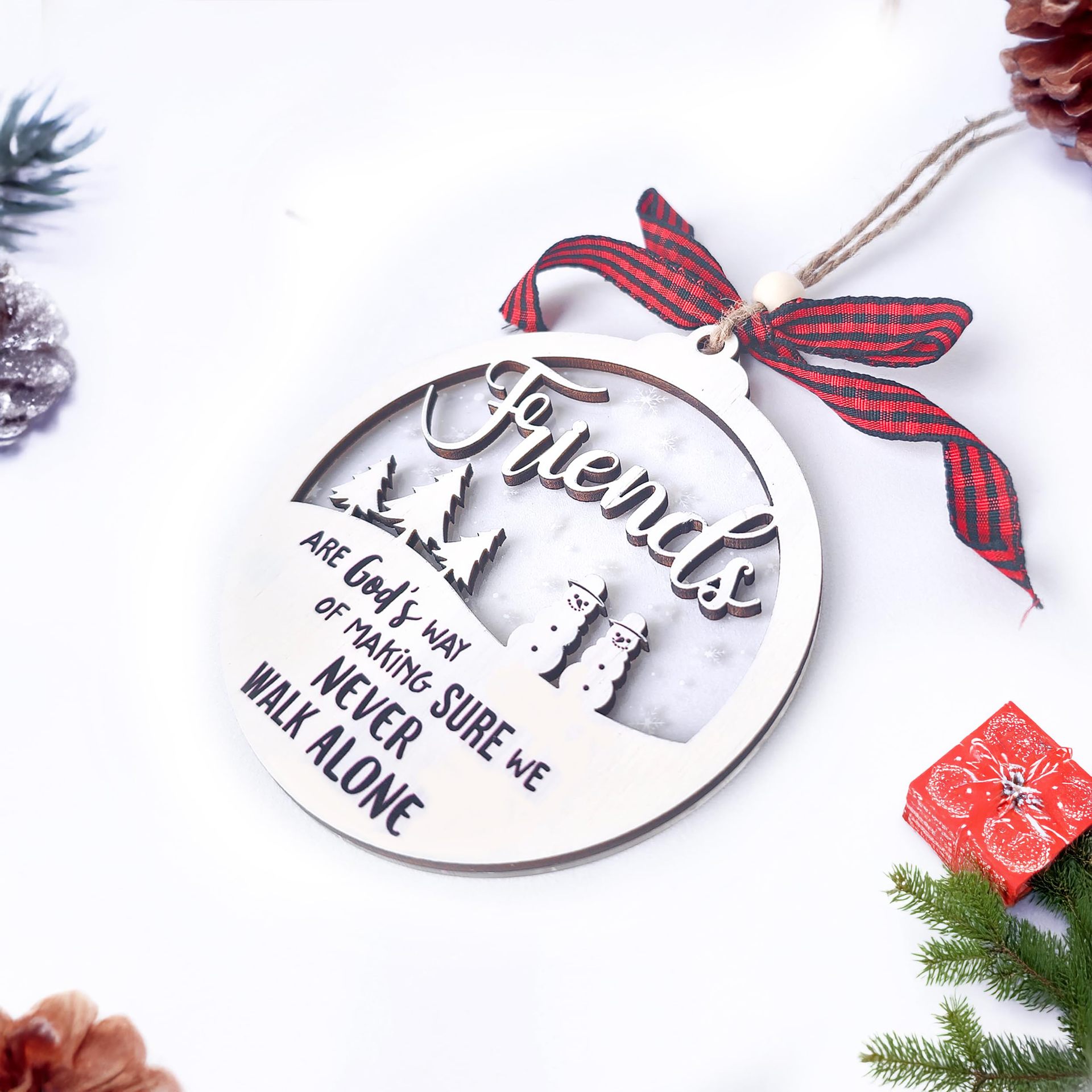 Cross-border Hot Products 2-layer Friendship Christmas Ornaments 2024 Decorative Pendants Valentine's Day Gifts for Friends