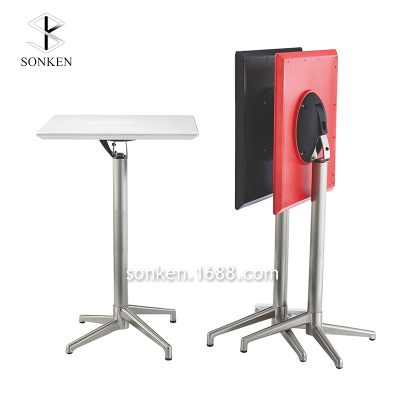 Aluminum Alloy Folding Table ABS Tabletop Tea Room Small Apartment Household Balcony High-foot Table
