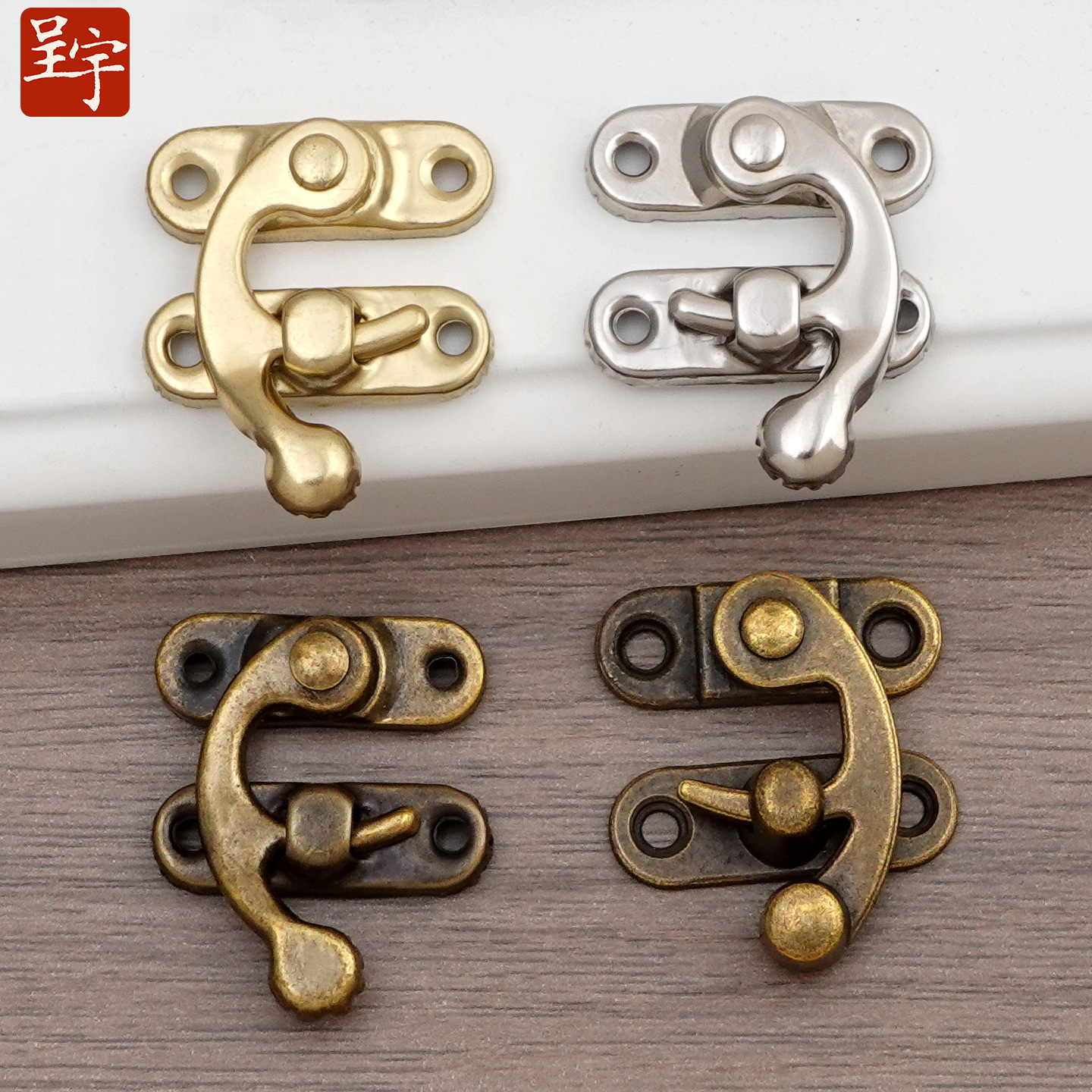 Buckle horn hook lock mini wooden box wooden box box lock head luggage hardware accessories wholesale buckle small lock