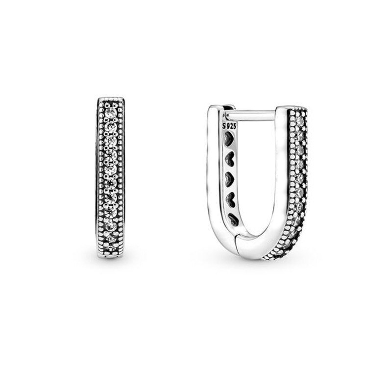 New Panjia S925 Silver Plated Sparkling Double Heart Earrings for Women, Simple and Stylish White Copper Earrings for Best Friends