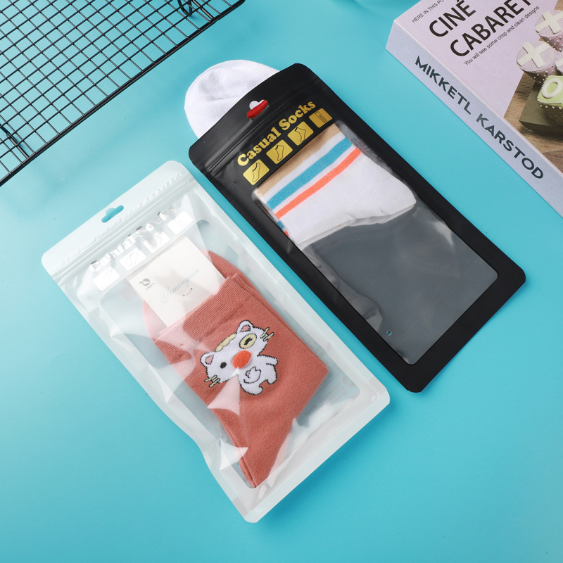High-grade men's and women's socks bag white long and short socks bag stockings chain plastic bag socks packaging bag spot