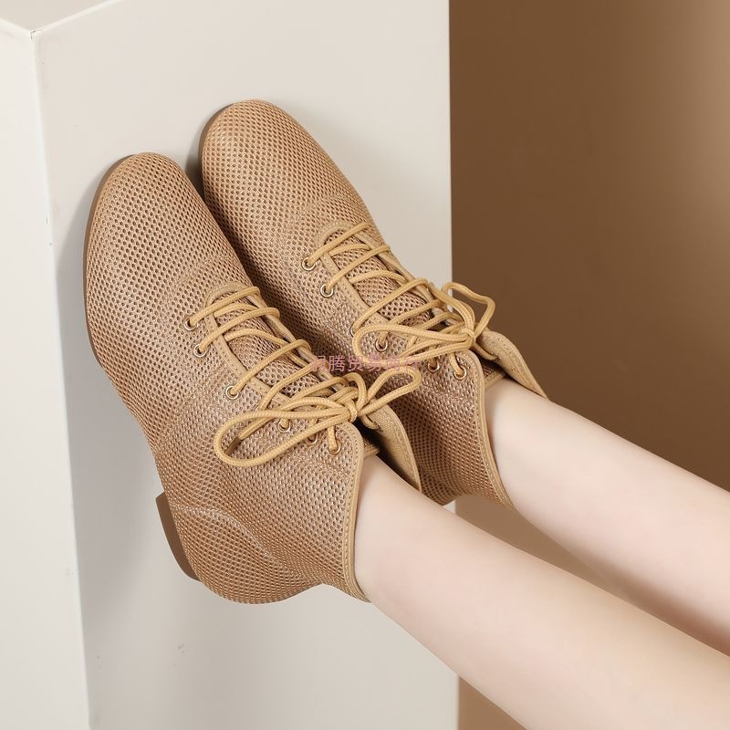 Latin Dance Shoes for Women, Mesh Breathable Soft Sole Adult Body Social Square Dance Sailor Dance Mid-Top Dance Shoes and Boots