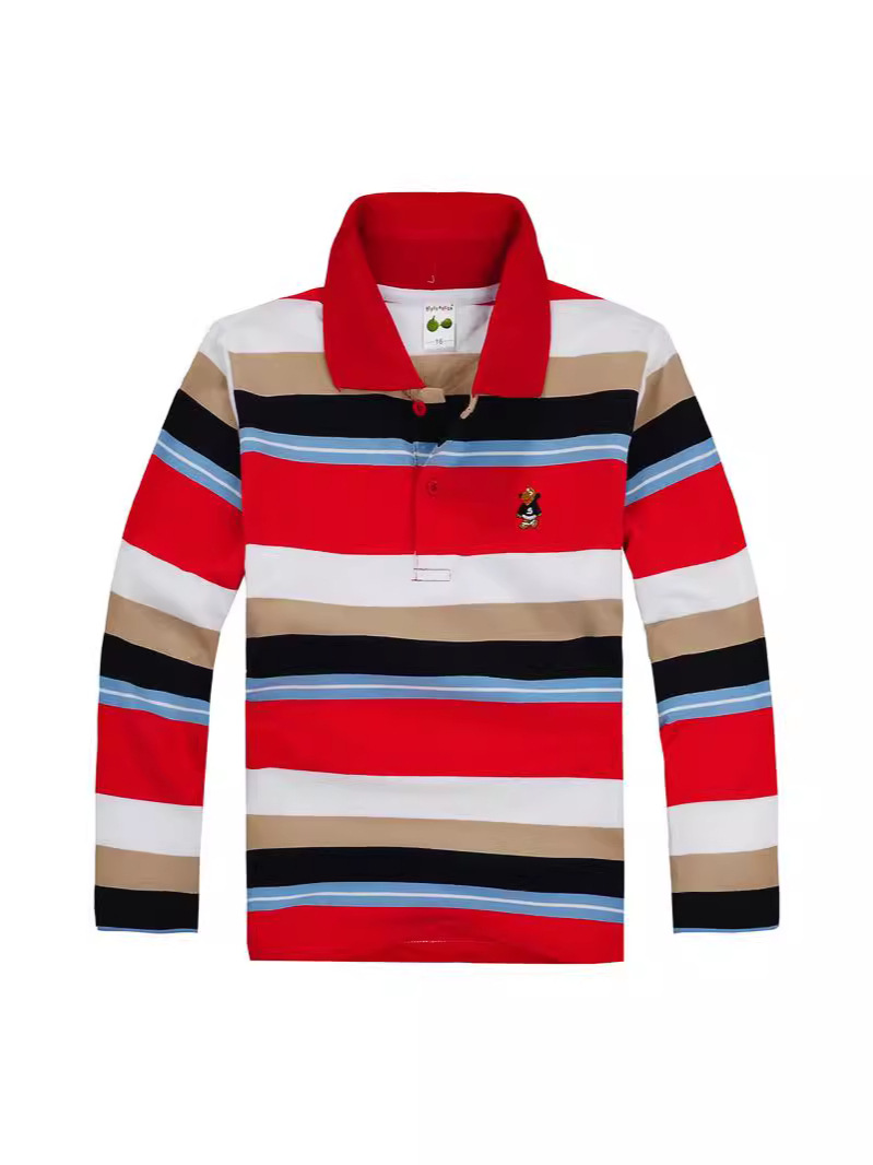 Children's Wear Boys' Bottoming T-shirt New Spring Wear Children's Pure Cotton Polo Shirt Lapel Long Sleeve T-shirt Thin T-shirt