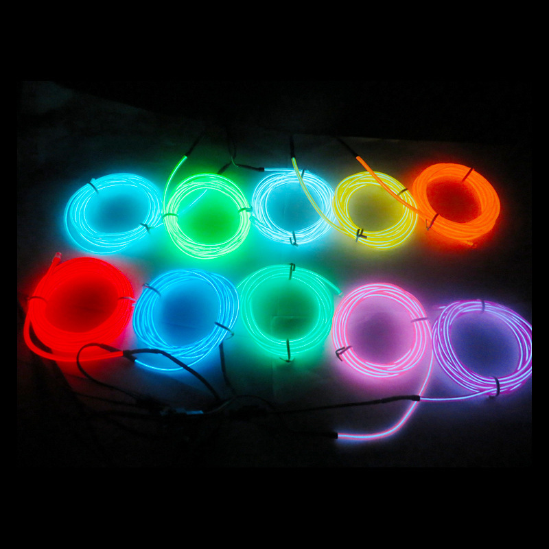 В наличии холодный световой провод, яркость, долговечный электролюминесцентный гибкий провод холодного света, 3V батарейный блок, драйвер, 2м