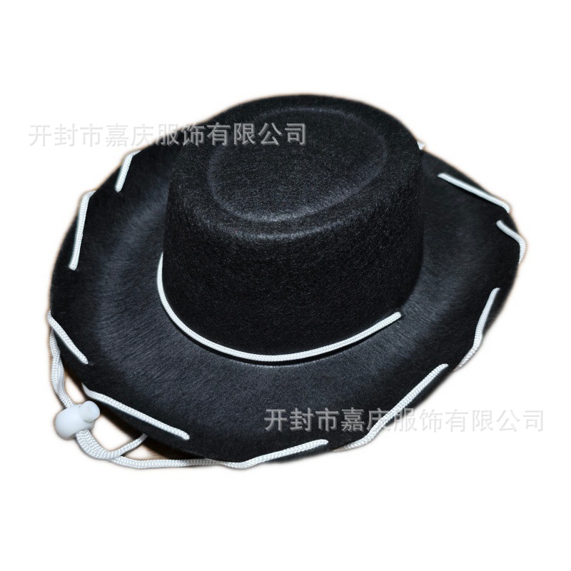 Manufacturer Wholesale Brown Wide-Brimmed Drawstring Cowboy Hat Western Wide-Brimmed Hat Performance Non-Woven Fabric Red with String