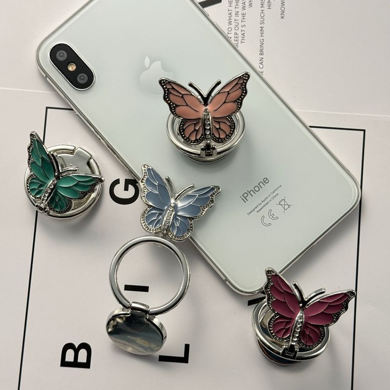 Cross-border Mobile Phone Ring Bracket Rotating Creative Butterfly Folding Finger Buckle Universal Back Lazy Desktop Support Stand
