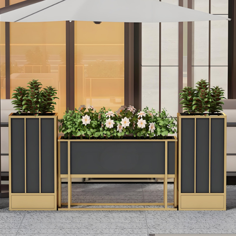 Outdoor Stainless Steel Flower Box Sales Department Square Flower Box Municipal Tree Planting Box Rectangular Flower Trough Iron Flower Box