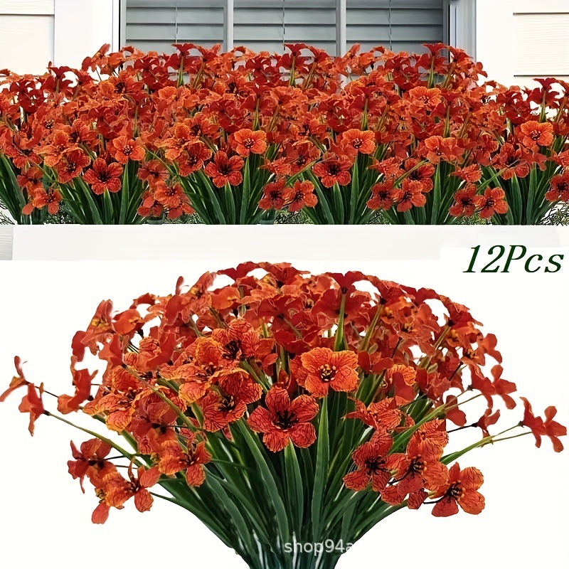 Outdoor Artificial Flowers, Artificial Flowers, Spring Grass, Violets, Wedding Garden Decoration Flowers, Artificial Green Plants, Cross-Border