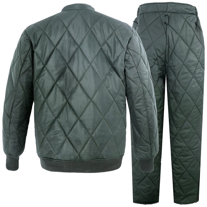 Cold region army green cotton-padded jacket winter sports pine green warm single top waist short cotton-padded trousers set