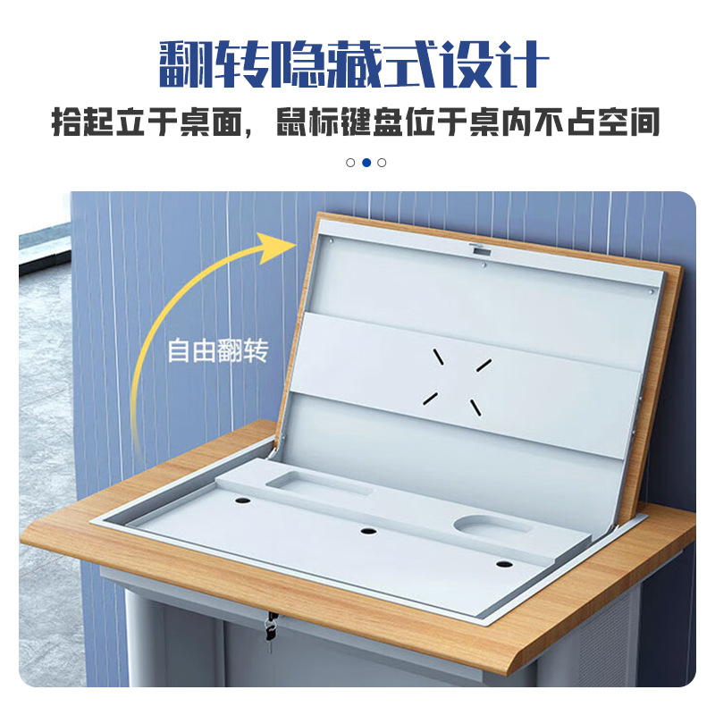 Flip Computer Desk School Multimedia Classroom Computer Room Training Table Single, Double and Three-Person Monitor Hidden Desk