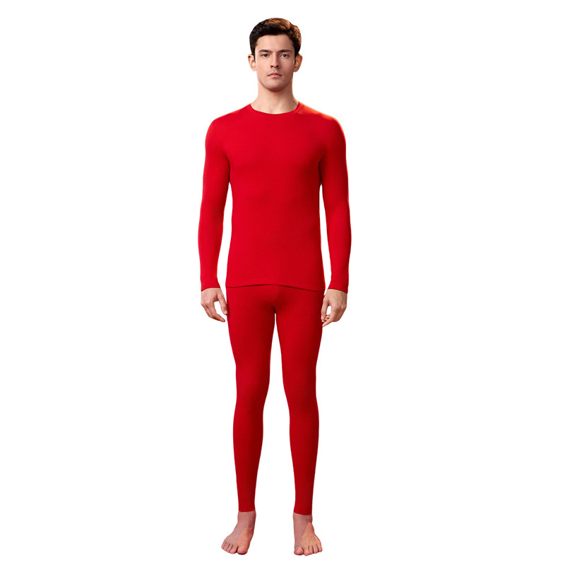 Red Thermal Underwear Set for the Year of the Horse, Fleece-Lined, Autumn Clothes and Pants for Men and Women, Wedding Gift Box 2025