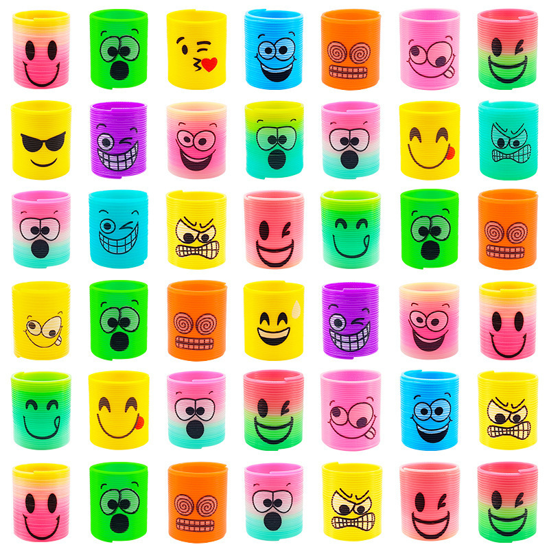 Cross-Border Hot-Selling Spring Ring Small Gift Puzzle Nostalgic Smiling Face Expression Jenga Magic Rainbow Ring