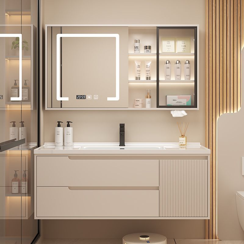New Simple Bathroom Cabinet Bathroom Combination Cream Smart Washbasin Wash Ceramic Hand Wash Basin Integrated