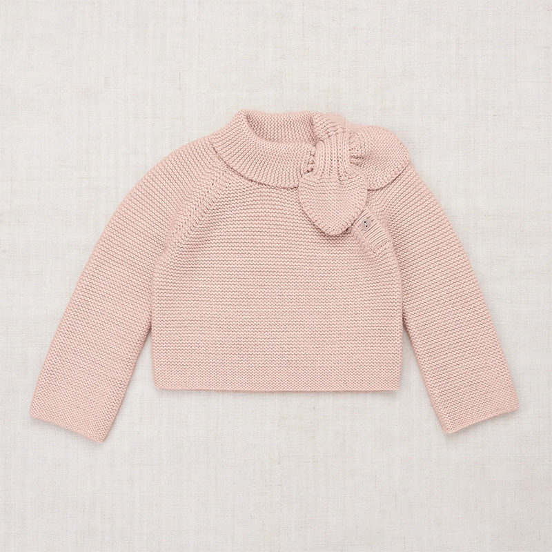 MP Classic Heart Bow Tie Knitwear Children's Retro Sweater Pullover Girl's Bow Autumn and Winter Clothes