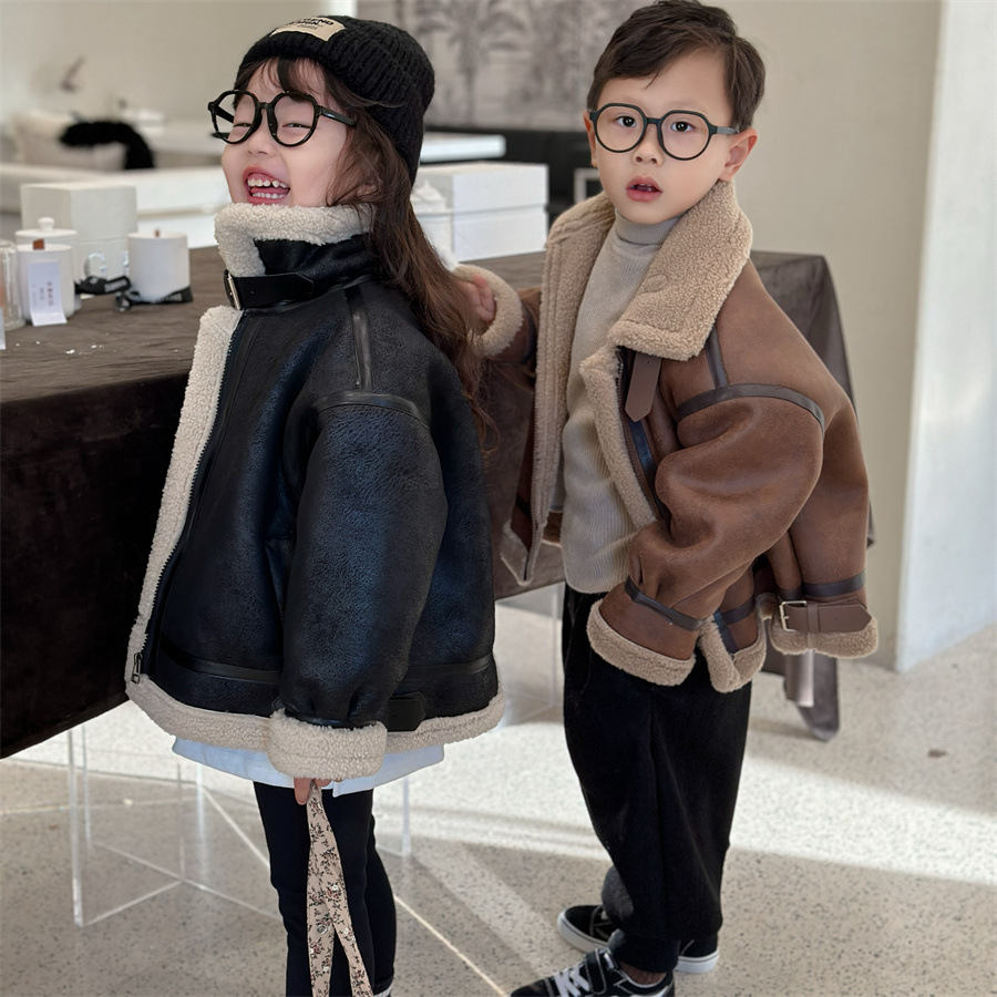 Куртка для детей "родитель-ребёнок" зимняя с флисовой подкладкой новая тёплая замшевая куртка