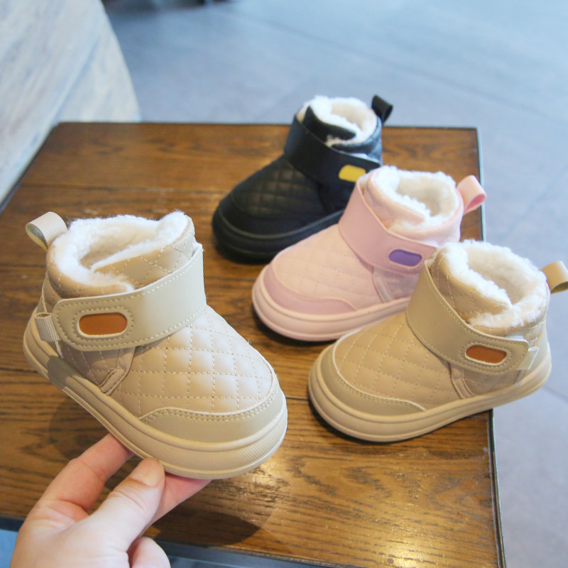 Winter Children's Snow Boots, Warm and Thickened Baby Cotton Shoes, Small and Medium-Sized Children's Shoes, Men's and Women's Water-Repellent Low-Cut Short Boots, Trendy