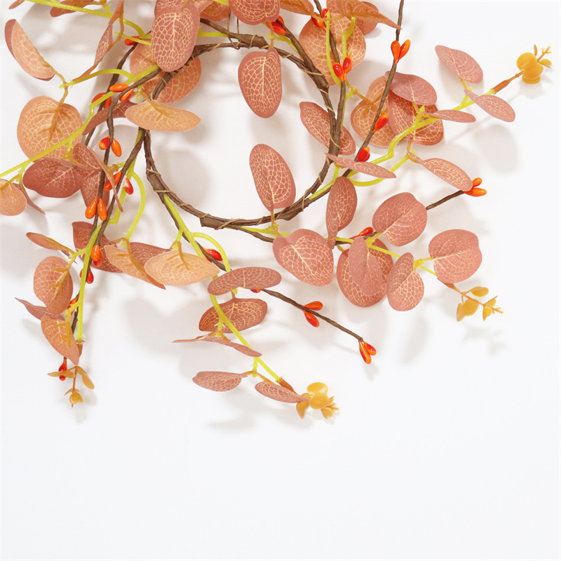 Eucalyptus Leaf Garland Easter Thanksgiving Halloween Decoration Christmas Garland Cross Border Fake Fruit Candle Ring