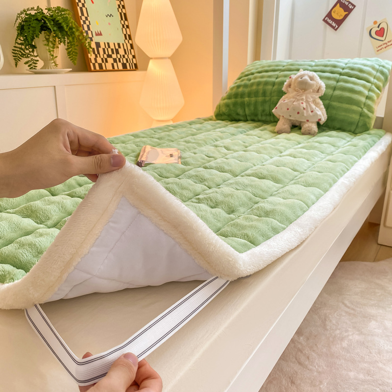 Thickened Winter Rabbit Fur Milk Velvet Mattress Home Bedroom Soft Cushion Warm Dormitory Student Cross-Border Blanket Mattress