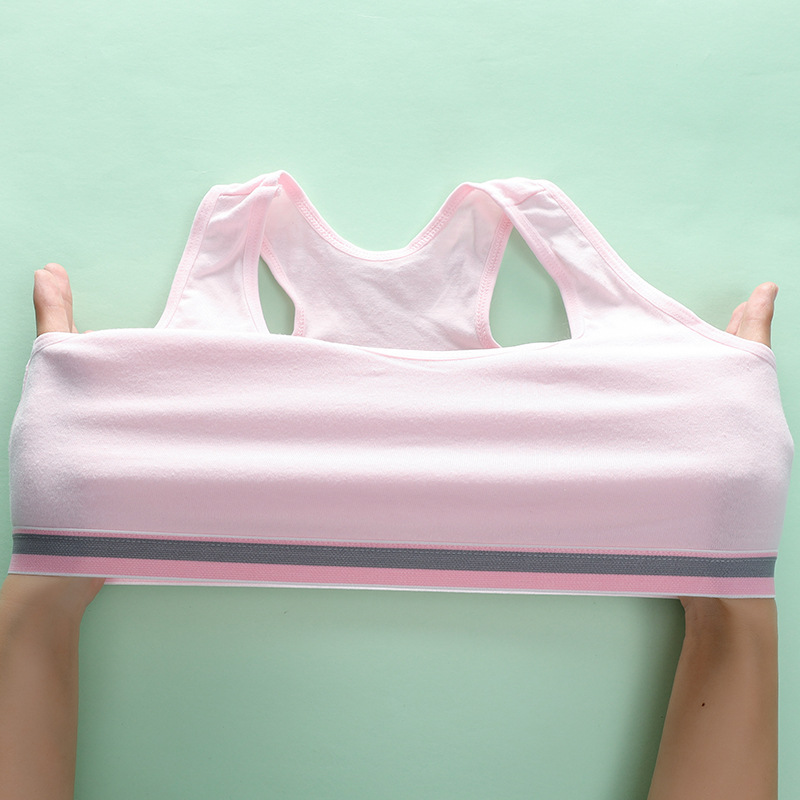Underwear Female Students Developmental Girls Sports Vest Junior High School Students Pure Cotton Anti-bump Bra 12-14-16 Years Old