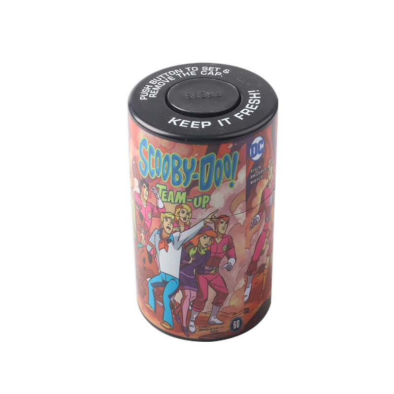 European and American Hot Selling Printing Plastic Moisture Tank Vacuum Portable Moisture-proof Tobacco Tank Creative Press Sealing Tank