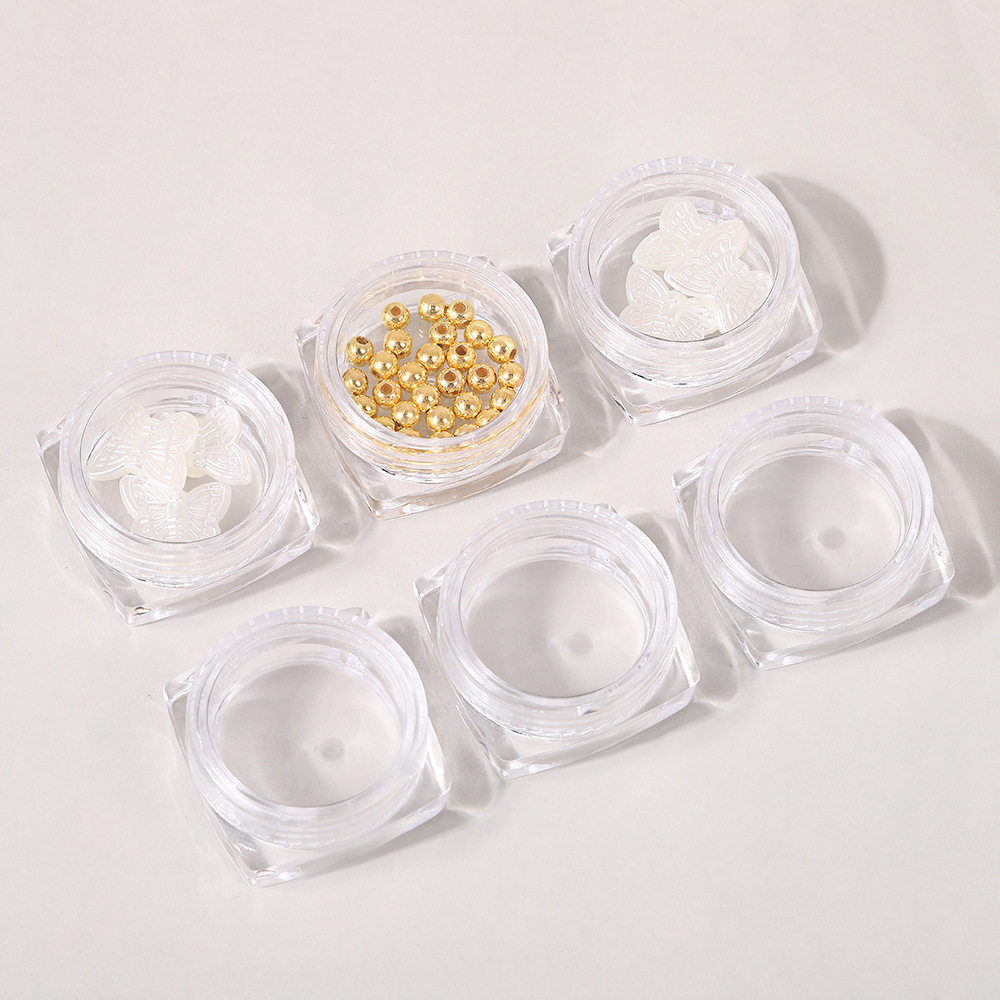 New Trendyy Manicure Tools Transparent Round Box Niche Square Packaging Box Retro Style Nail Chip Accessories Box