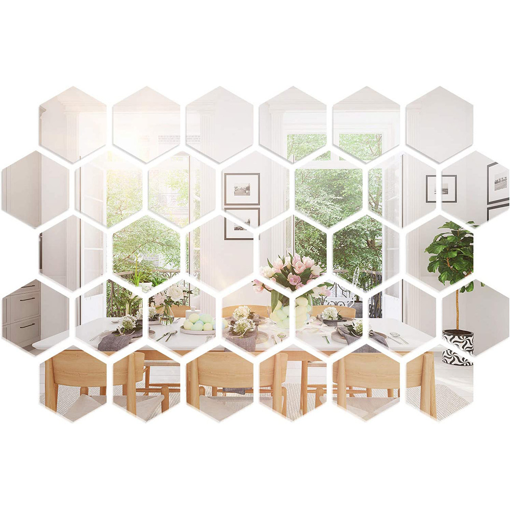 Cross-border Explosive Hexagonal Acrylic Mirror Wall Stickers Three-dimensional DIY Self-adhesive Wall Stickers Home Decoration Background Wall Stickers