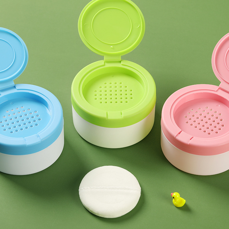 Manufacturer's Ready-Made Baby Talcum Powder Puff Ribbon Short Plush Baby Prickly Heat Powder Puff Box Fluffy Powder Puff Wholesale