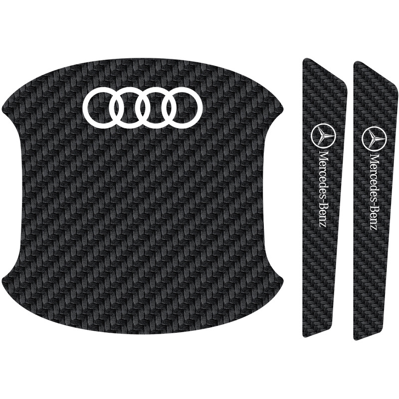 Car Door Bowl Paint Protection Film, Door Anti-Collision Strip, Handle Sticker, Car Logo Carbon Fiber Exterior Handle, Luminous