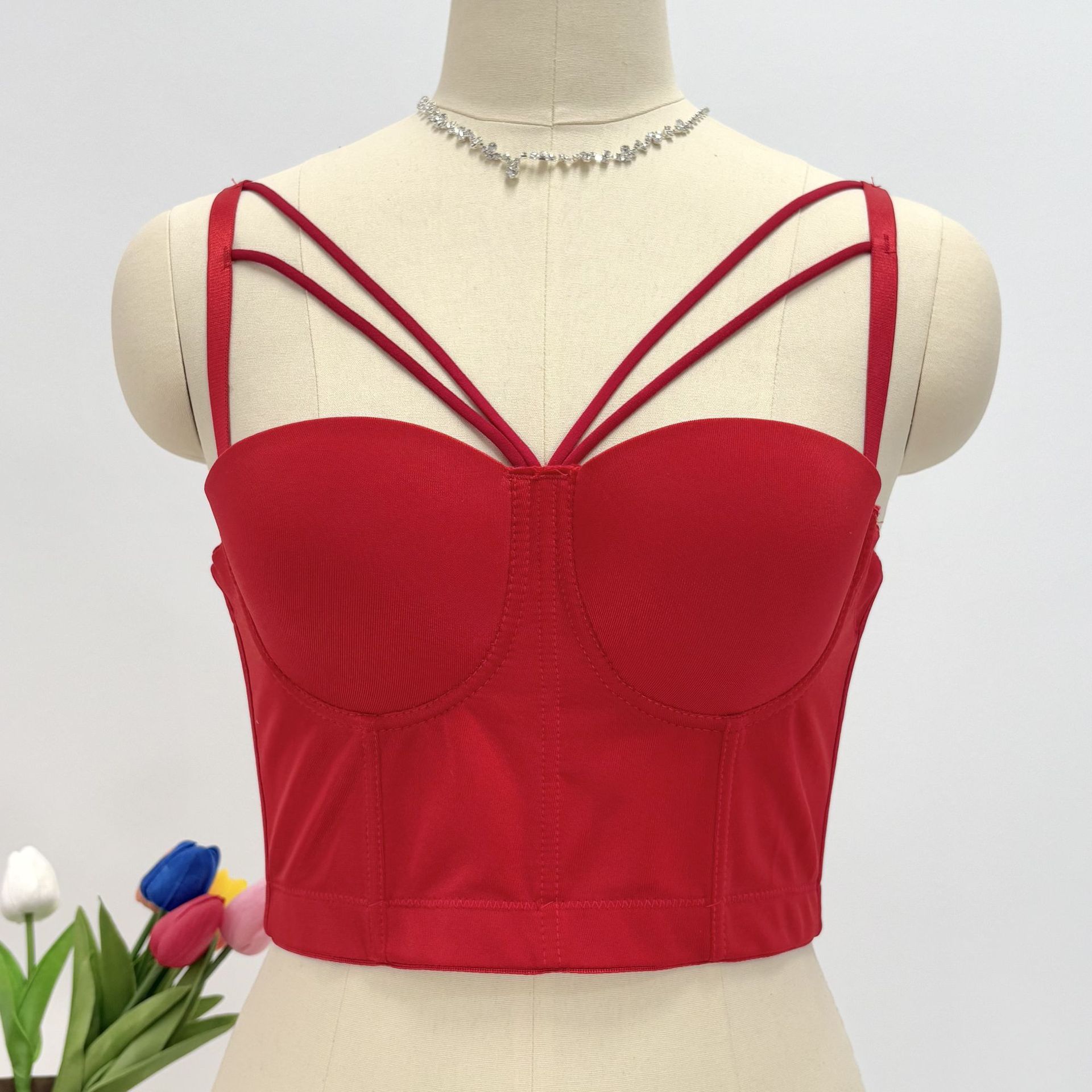 Кросс-бодровая одежда, носимый облегающий топ большого размера, красный бюстгальтер корсет в виде рыбы, топ в виде трубы