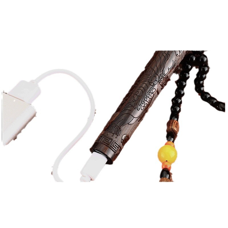 Blow a blow net red retro ebony solid wood fire folding USB charging windproof personality creative lighter cigarette lighter