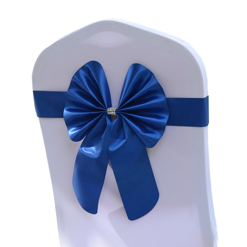 Hotel wedding banquet wedding fashion stretch tie-free chair back flower decoration bow ribbon stool jewelry cross-border